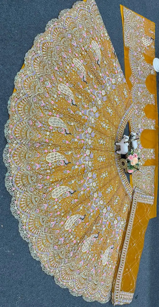 Teal Peacock Embroidered Butterfly Net Lehenga Set for Weddings and Grand Festive Occasions