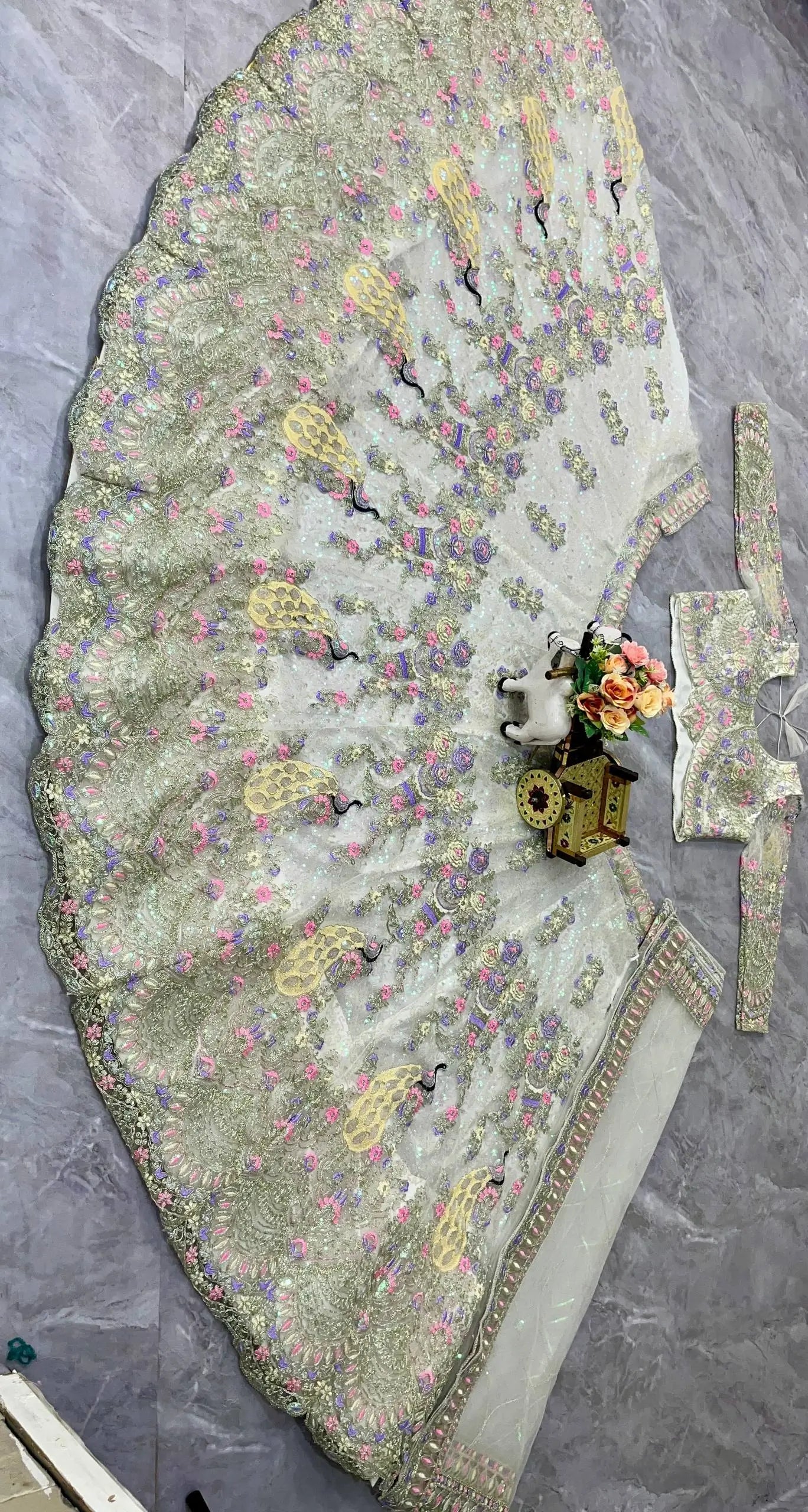 Teal Peacock Embroidered Butterfly Net Lehenga Set for Weddings and Grand Festive Occasions