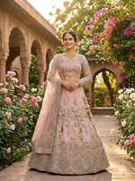 Teal Peacock Embroidered Butterfly Net Lehenga Set for Weddings and Grand Festive Occasions