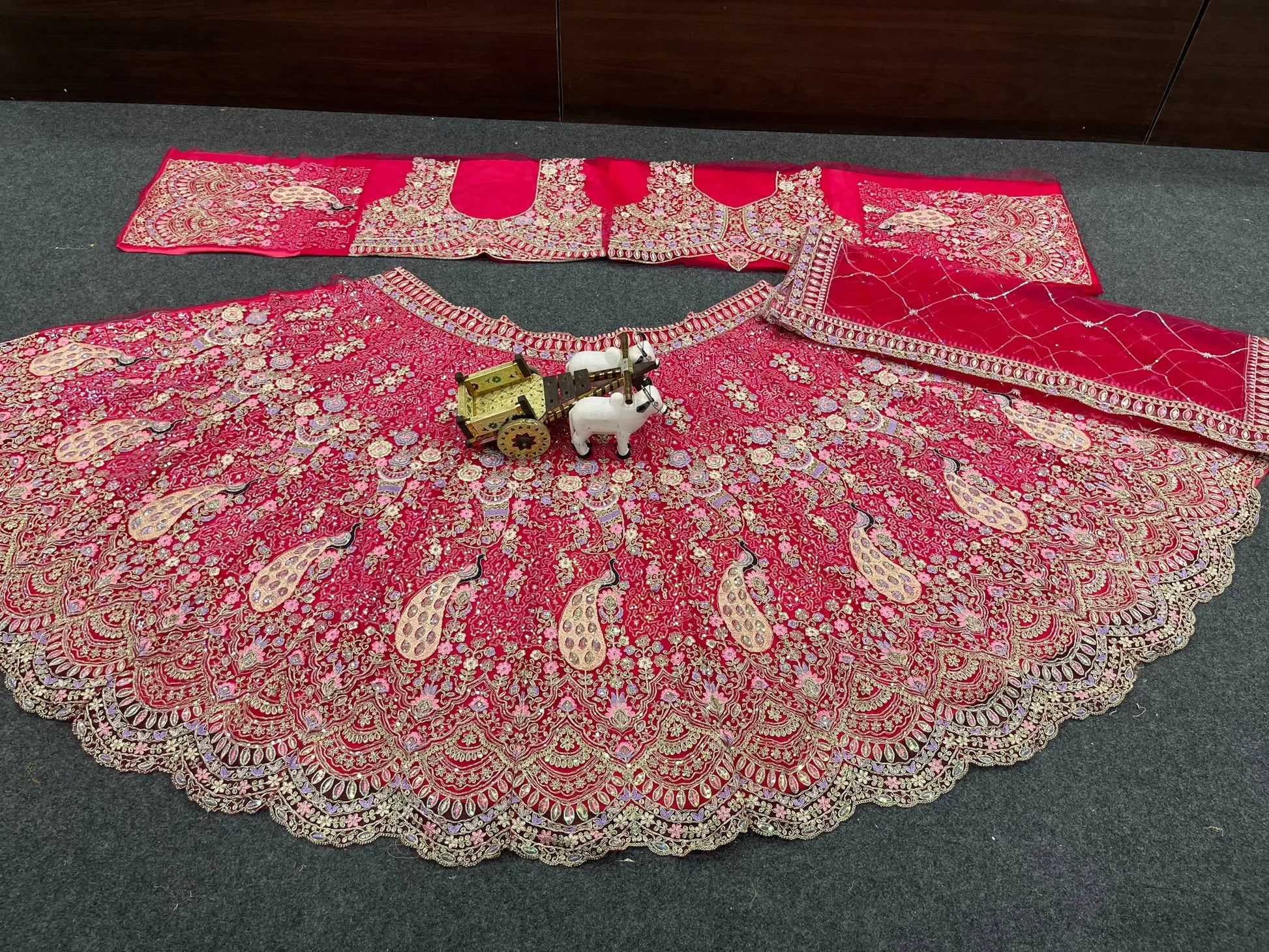 Teal Peacock Embroidered Butterfly Net Lehenga Set for Weddings and Grand Festive Occasions