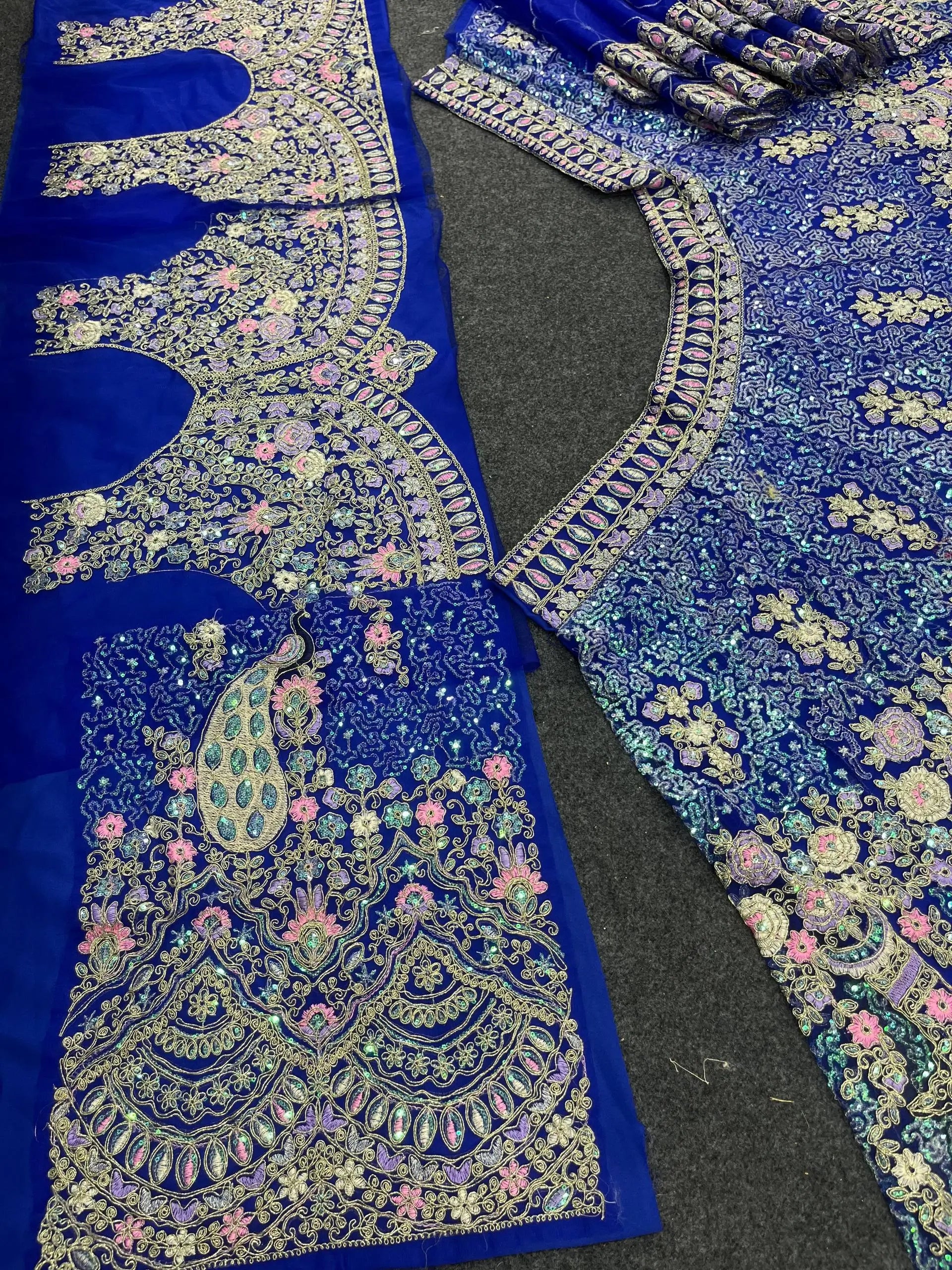 Teal Peacock Embroidered Butterfly Net Lehenga Set for Weddings and Grand Festive Occasions