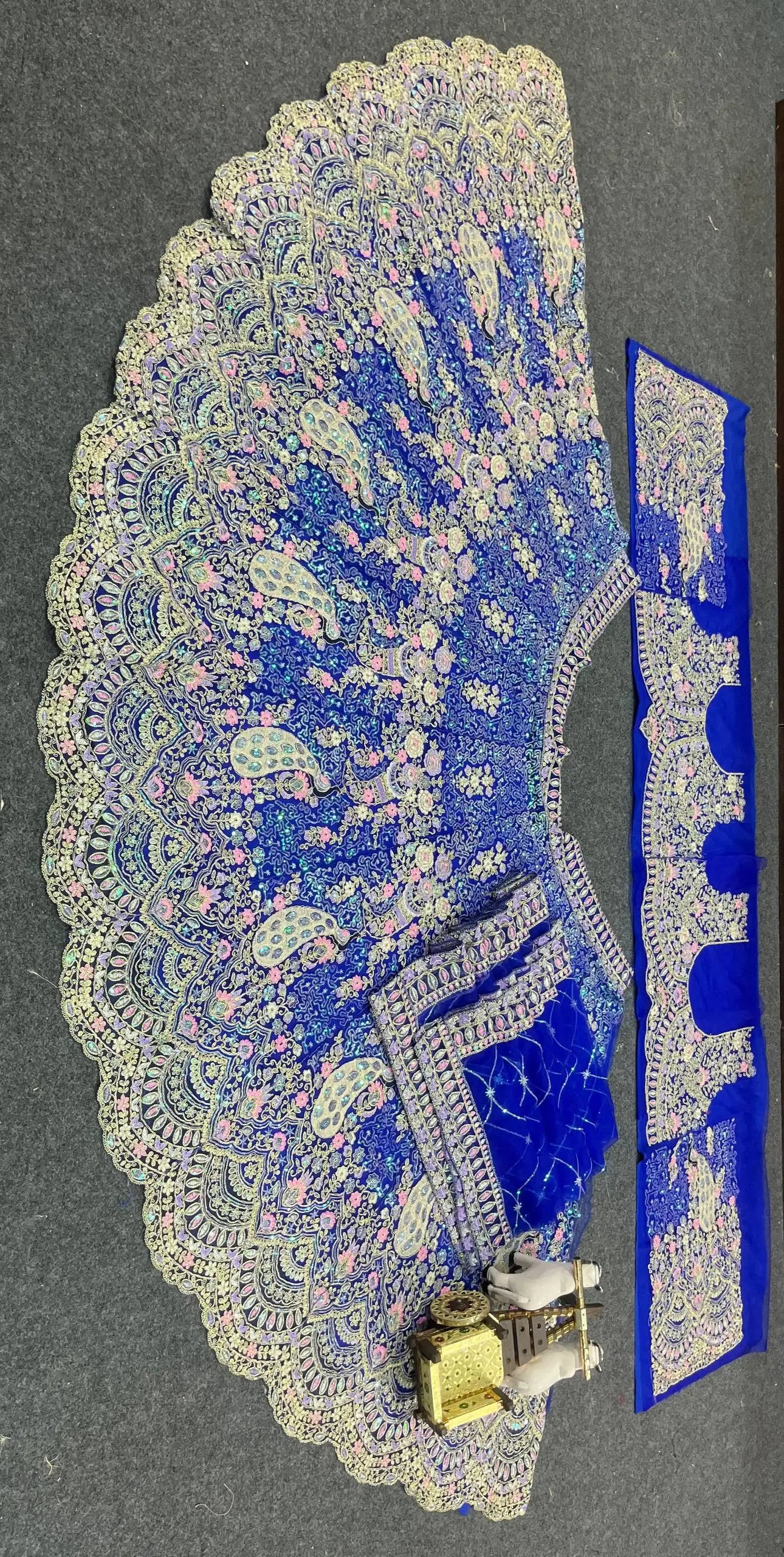 Teal Peacock Embroidered Butterfly Net Lehenga Set for Weddings and Grand Festive Occasions