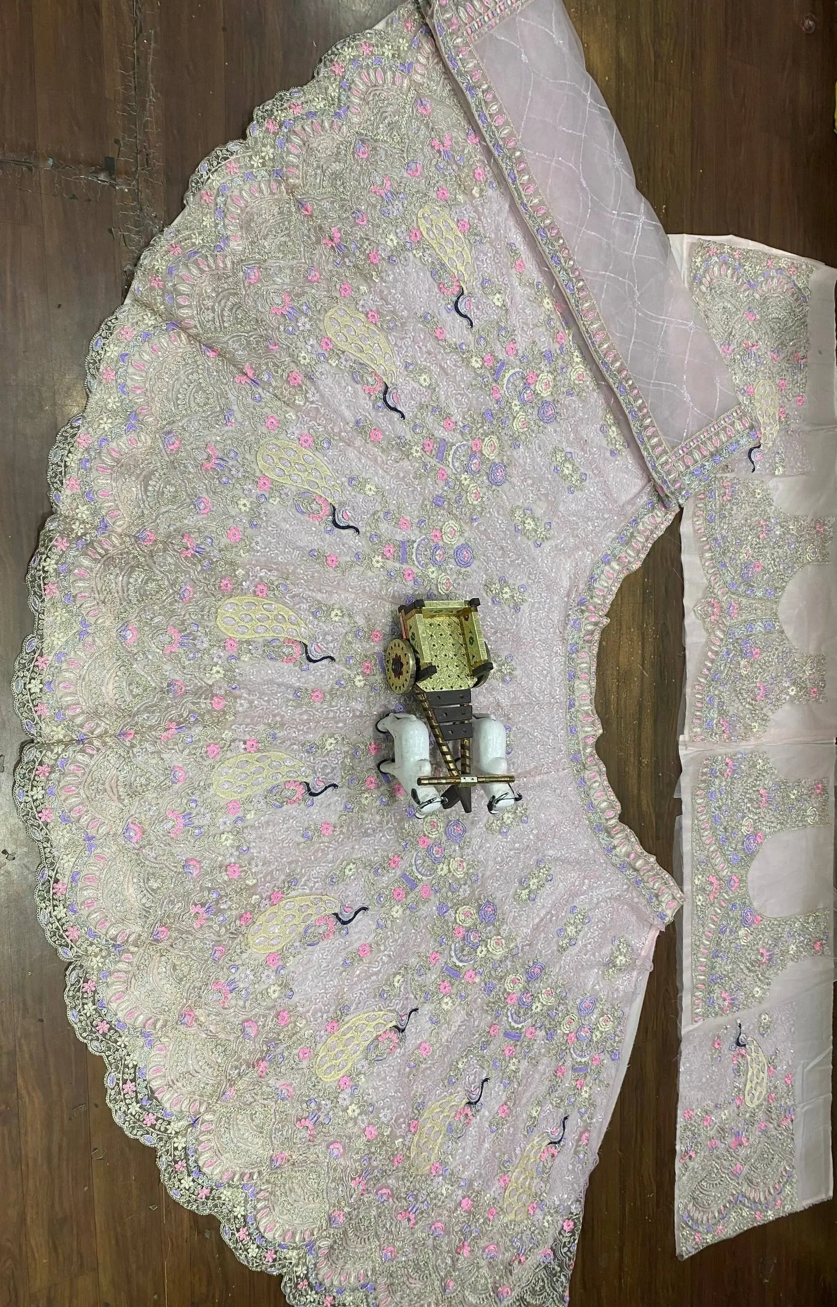 Teal Peacock Embroidered Butterfly Net Lehenga Set for Weddings and Grand Festive Occasions