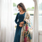 Teal Pearl Yoke Anarkali Gown