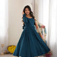 Teal Pearl Yoke Anarkali Gown