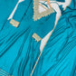 Teal Roman Silk Anarkali Gown With Dupatta