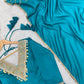 Teal Roman Silk Anarkali Gown With Dupatta