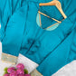 Teal Roman Silk Anarkali Gown With Dupatta
