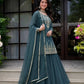 Teal Sequin Peplum Lehenga