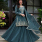 Teal Sequin Peplum Lehenga