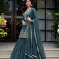 Teal Sequin Peplum Lehenga