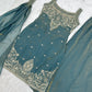 Teal Shimmer Silk Sharara Set with Zari Work