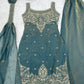 Teal Shimmer Silk Sharara Set with Zari Work