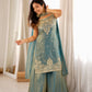 Teal Shimmer Silk Sharara Set with Zari Work
