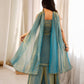 Teal Shimmer Silk Sharara Set with Zari Work