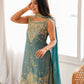 Teal Shimmer Silk Sharara Set with Zari Work