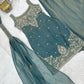 Teal Shimmer Silk Sharara Set with Zari Work