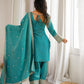 Teal Vichitra Silk Kurta Set