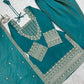 Teal Vichitra Silk Kurta Set