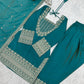 Teal Vichitra Silk Kurta Set