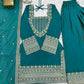 Teal Vichitra Silk Kurta Set