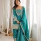Teal Vichitra Silk Kurta Set