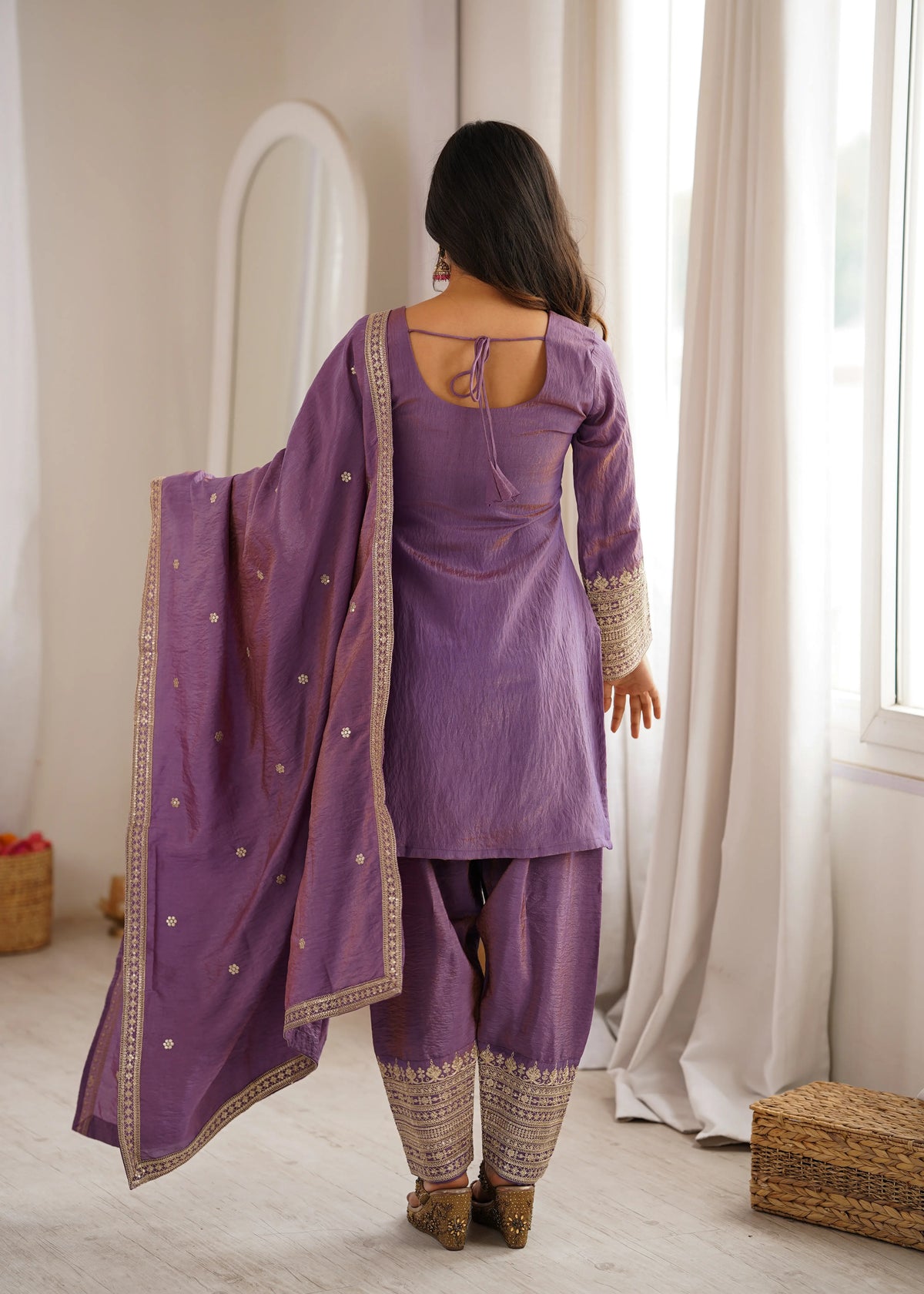 Teal Vichitra Silk Kurta Set