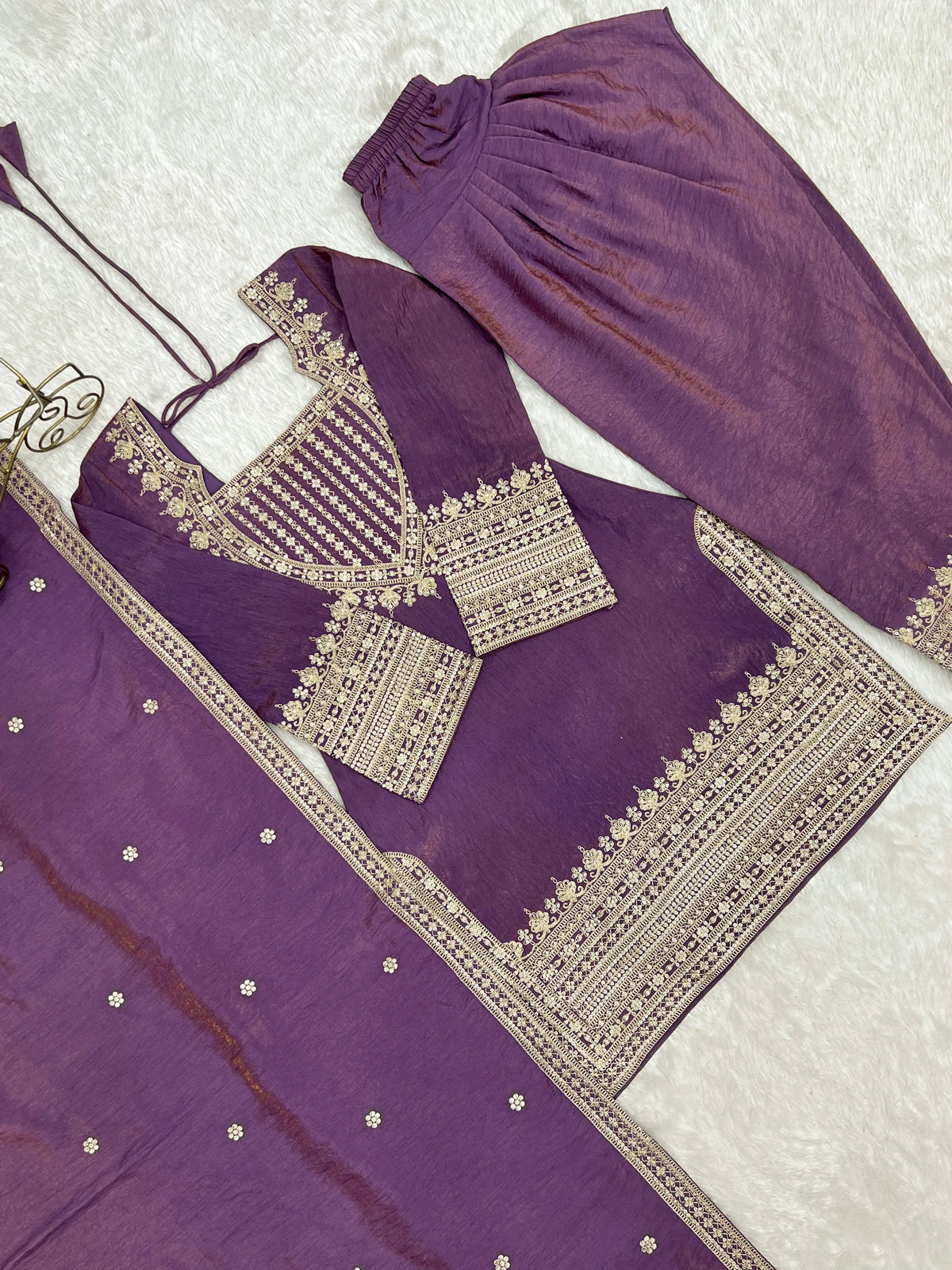 Teal Vichitra Silk Kurta Set