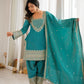 Teal Vichitra Silk Kurta Set