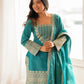 Teal Vichitra Silk Kurta Set