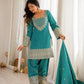 Teal Vichitra Silk Kurta Set