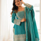 Teal Vichitra Silk Kurta Set
