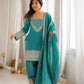 Teal Vichitra Silk Kurta Set