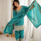 Teal Vichitra Silk Kurta Set