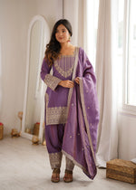 Teal Vichitra Silk Kurta Set