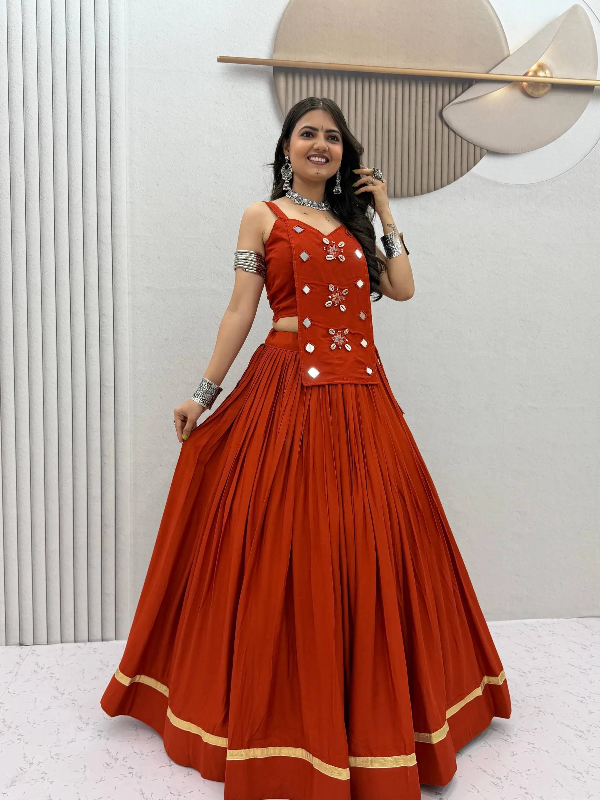 Terracotta Cowrie Lehenga Choli