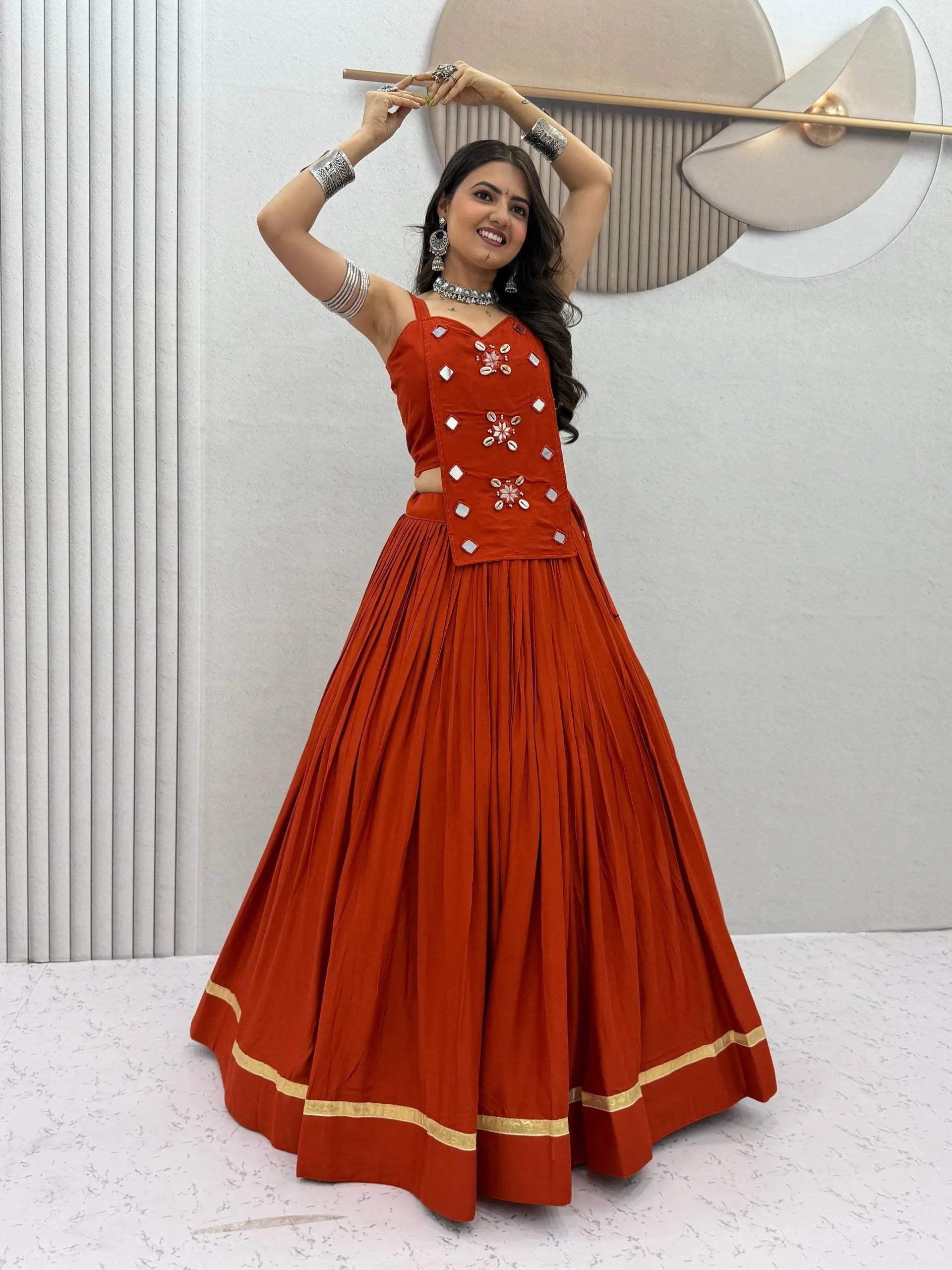Terracotta Cowrie Lehenga Choli
