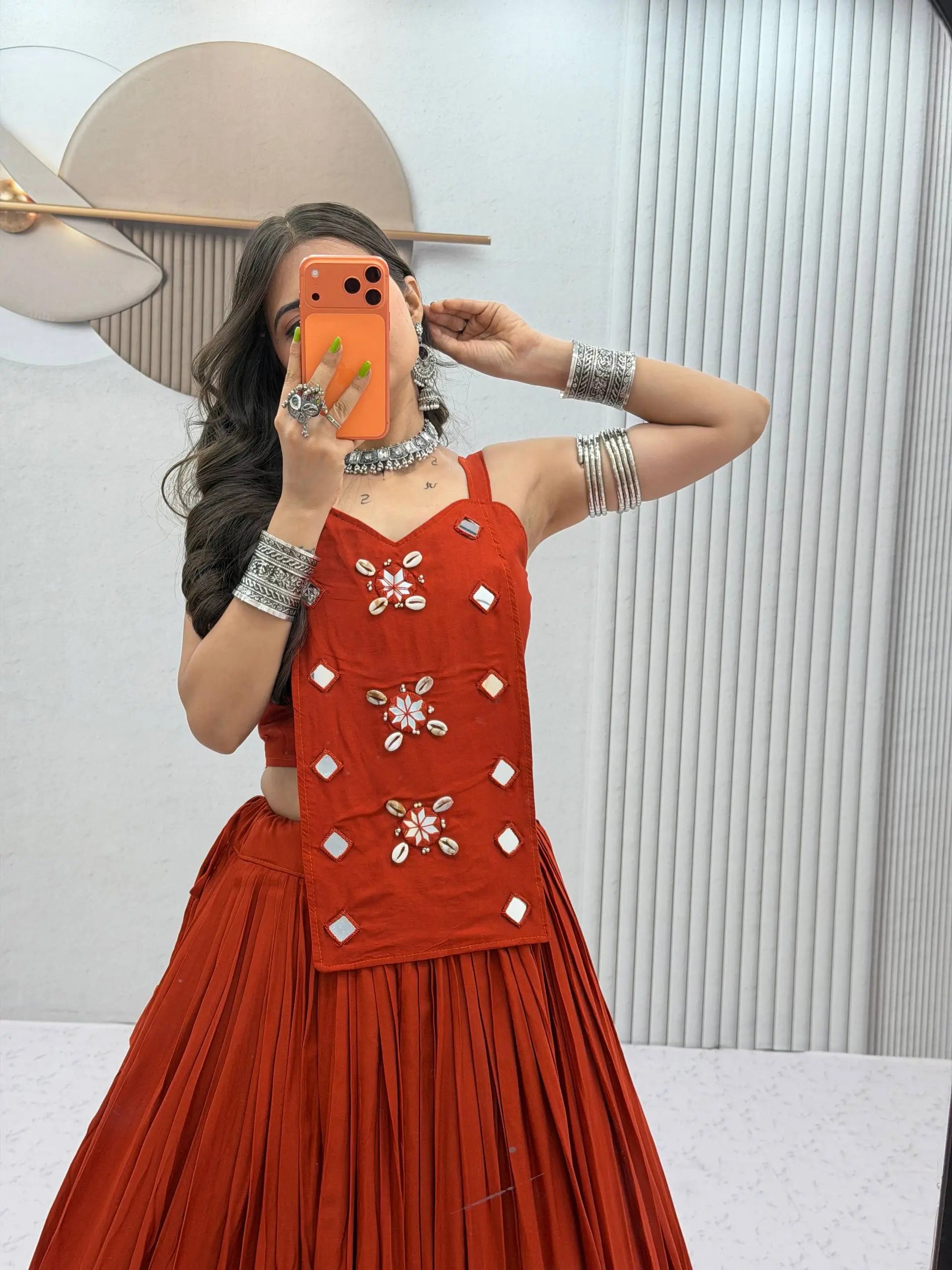 Terracotta Cowrie Lehenga Choli