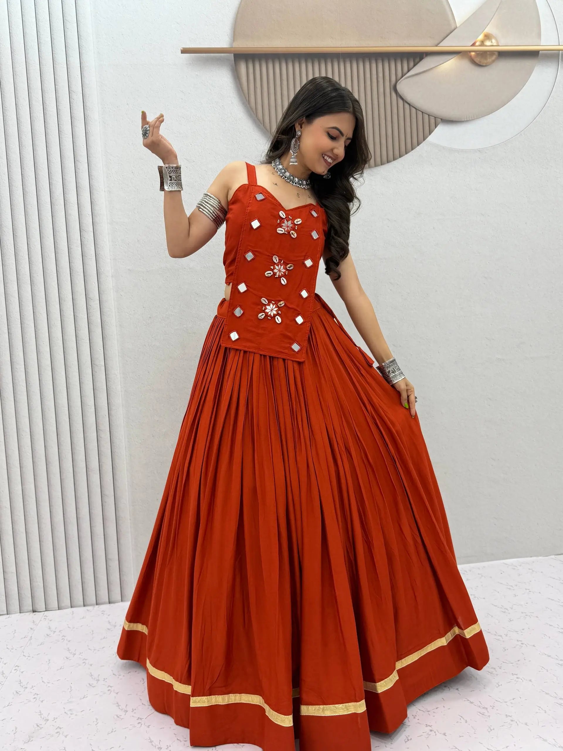 Terracotta Cowrie Lehenga Choli