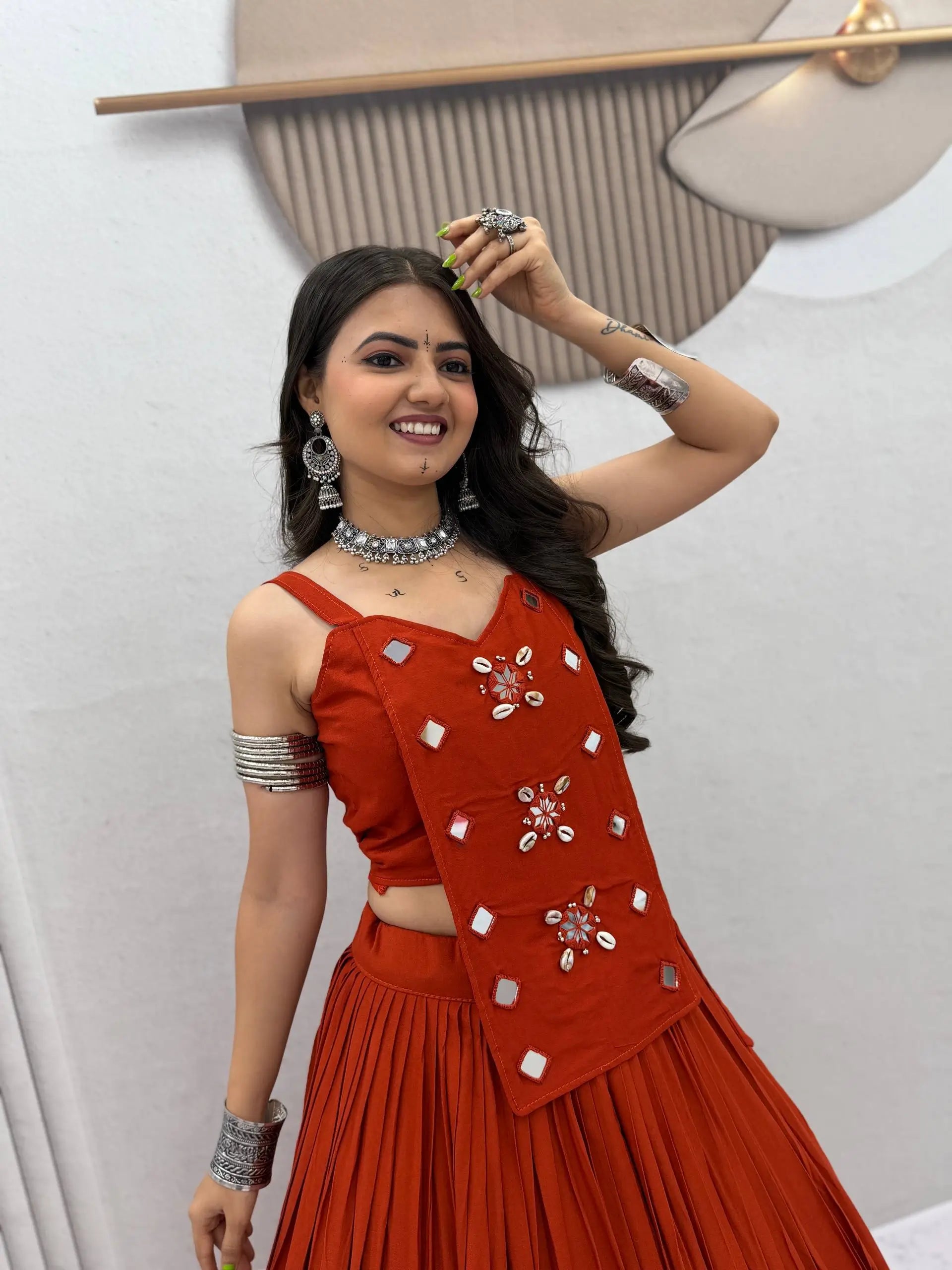 Terracotta Cowrie Lehenga Choli