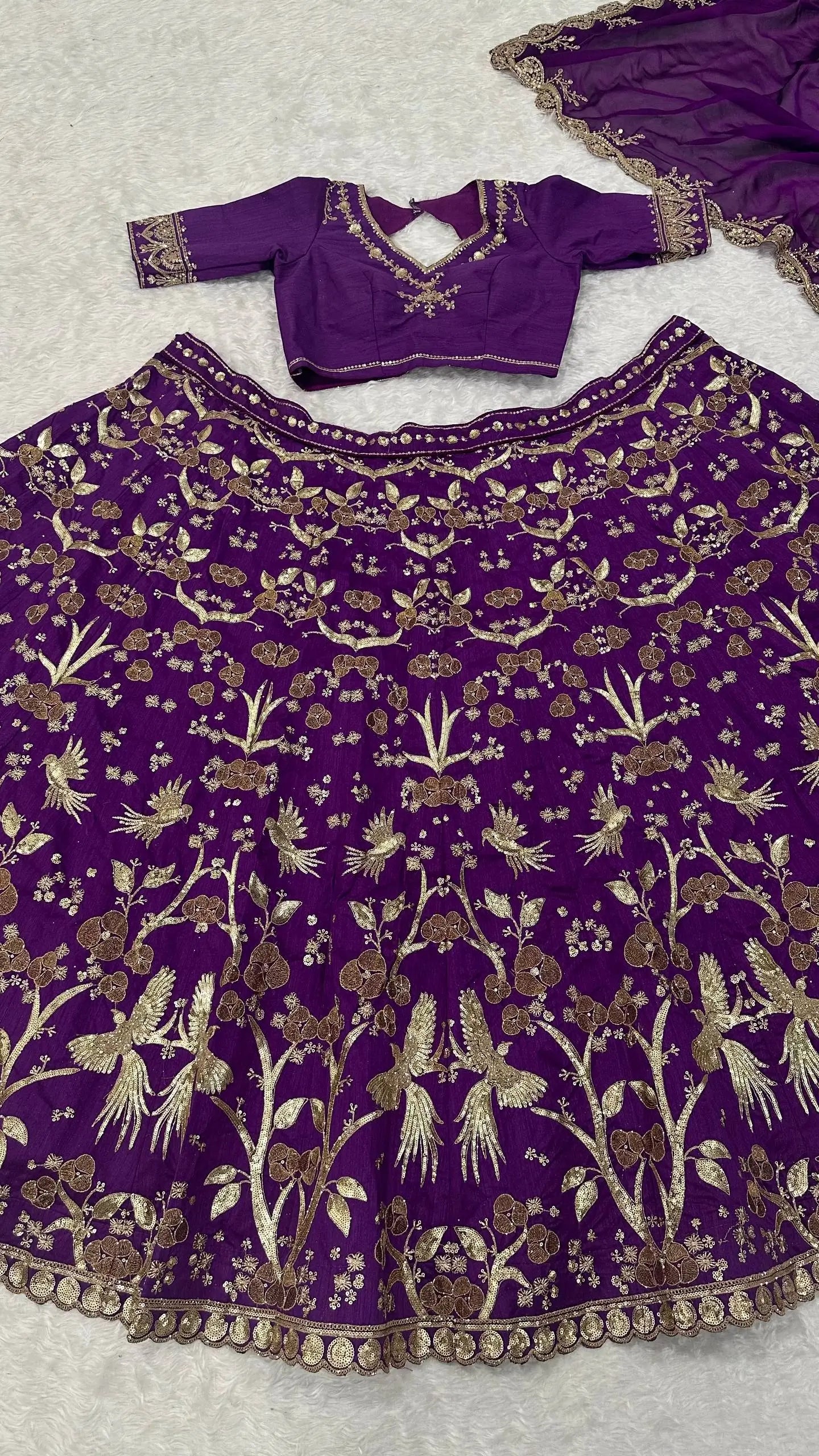 Thai Silk Embroidered Lehenga Set