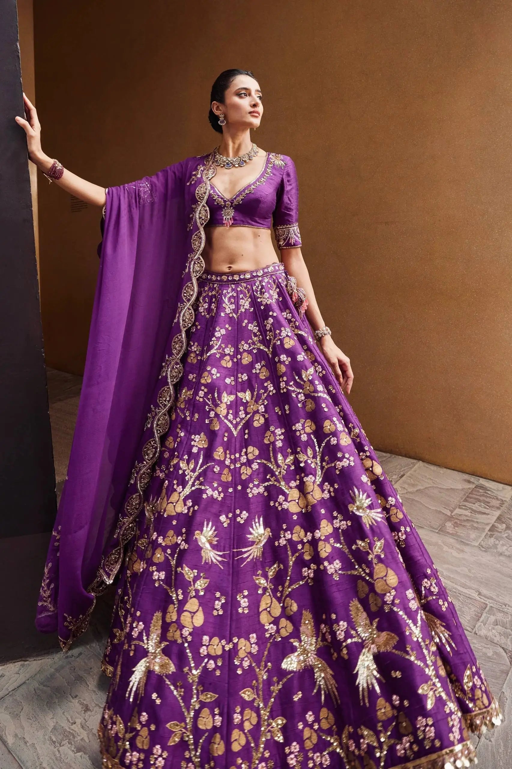 Thai Silk Embroidered Lehenga Set