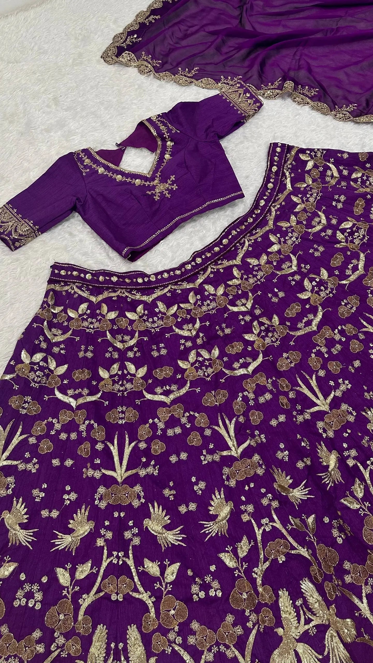 Thai Silk Embroidered Lehenga Set