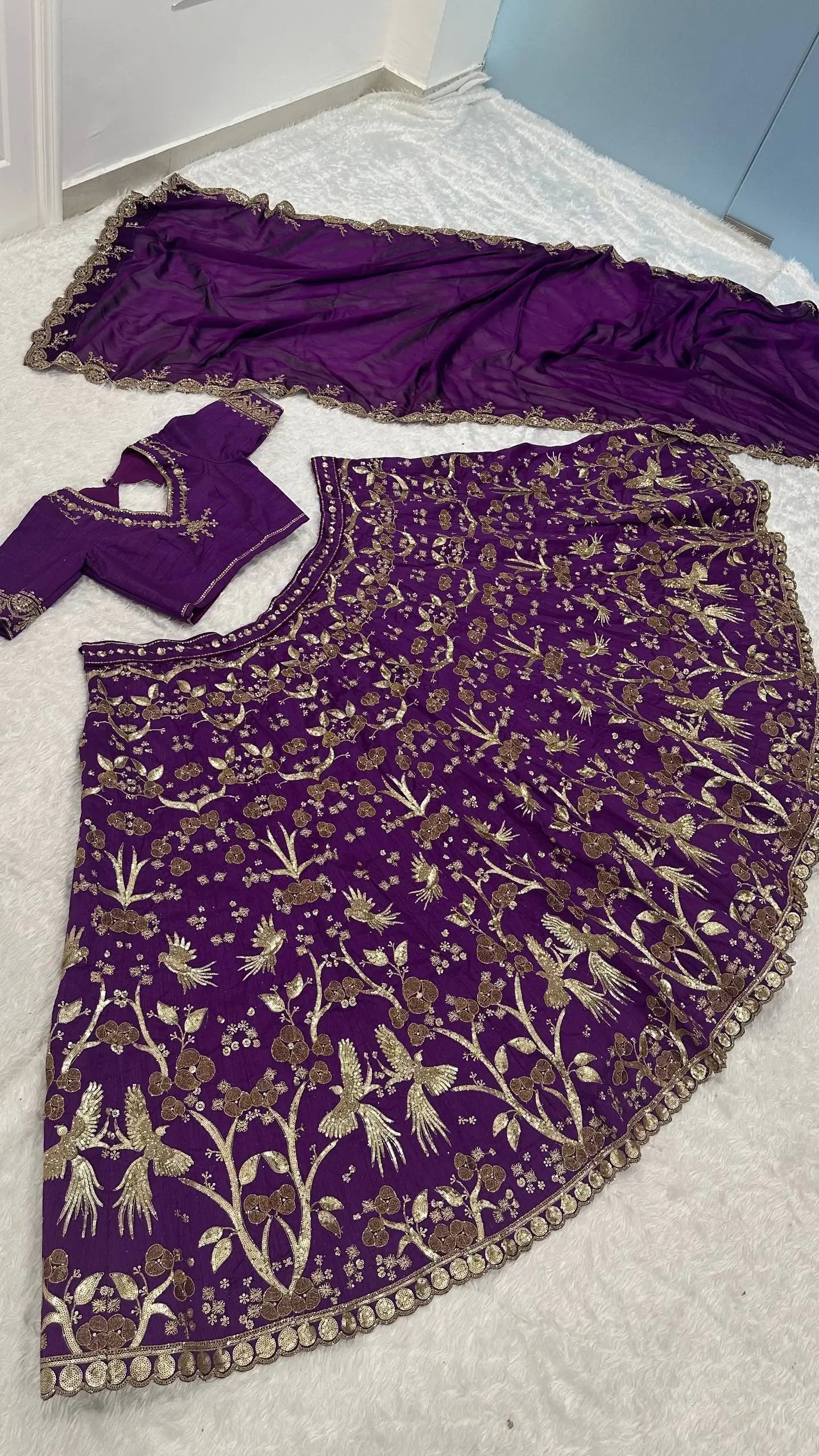 Thai Silk Embroidered Lehenga Set