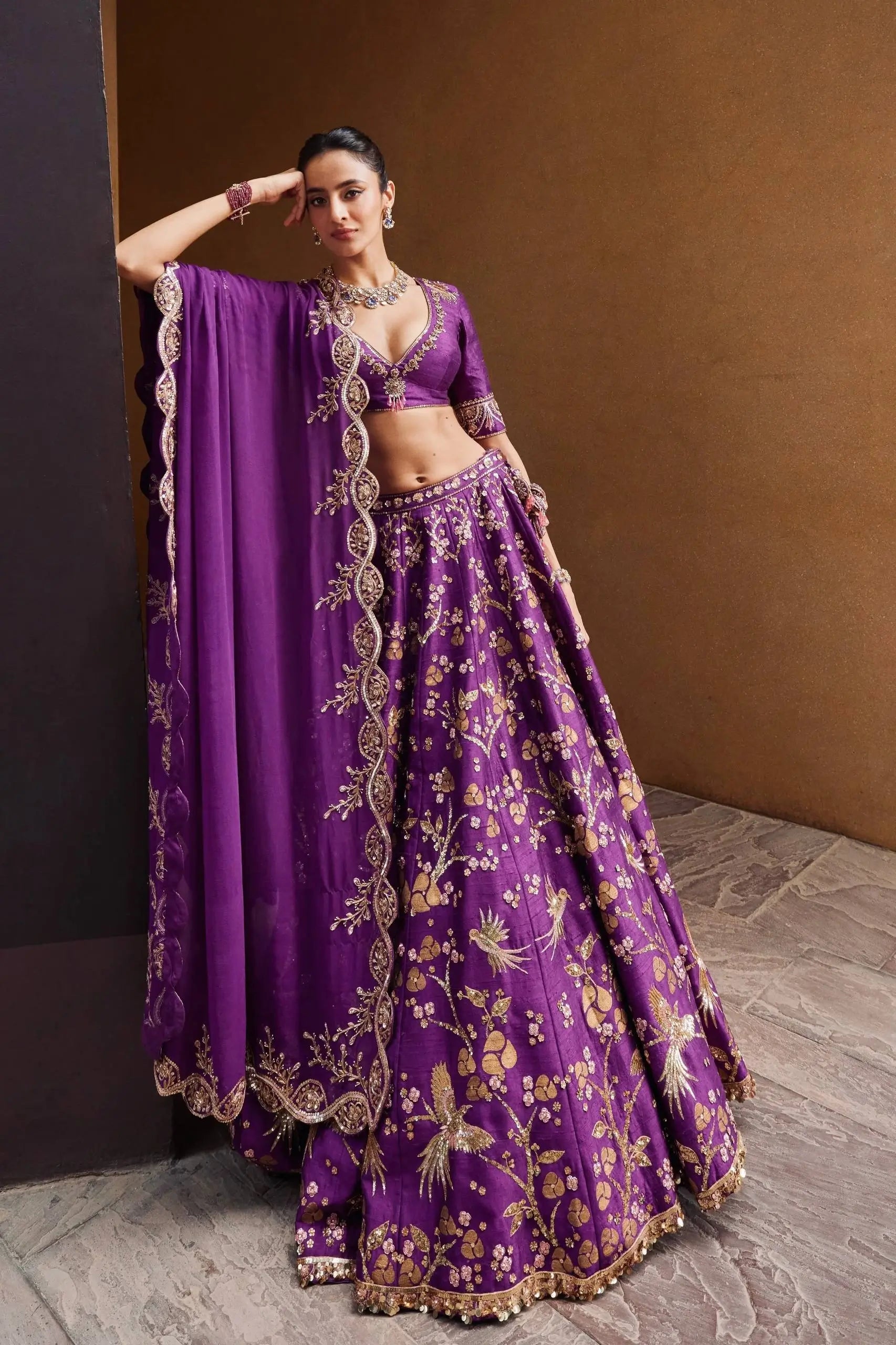 Thai Silk Embroidered Lehenga Set