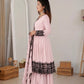 Thread Work Natural Crepe Kurta Pant Set with Dupatta
