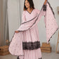 Thread Work Natural Crepe Kurta Pant Set with Dupatta