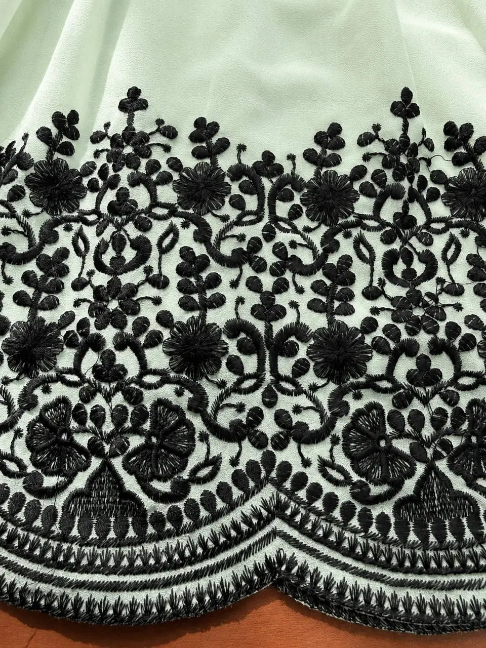 Thread Work Natural Crepe Kurta Pant Set with Dupatta