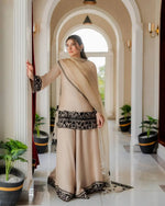 Thread Work Natural Crepe Kurta Pant Set with Dupatta