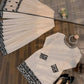 Thread Work Natural Crepe Kurta Pant Set with Dupatta